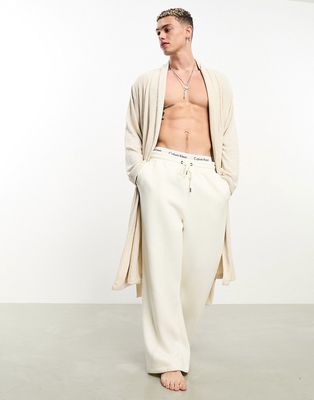 ASOS DESIGN robe in beige textured rib-Neutral