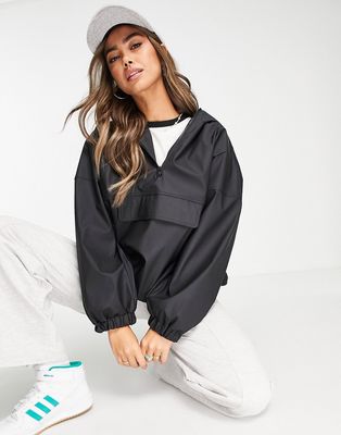 ASOS DESIGN rubberized rain jacket in black-Multi