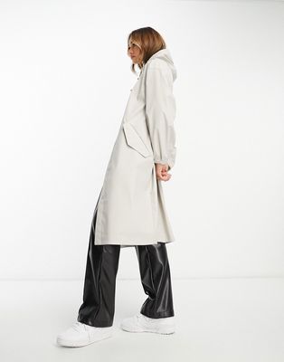 ASOS DESIGN rubberized rain parka coat in ice gray