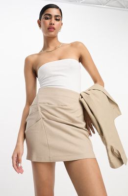 ASOS DESIGN Ruched Skirt in Stone