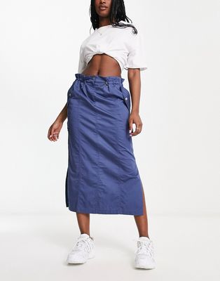 ASOS DESIGN ruched waist midi cargo skirt in blue