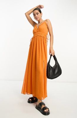 ASOS DESIGN Ruffle A-Line Dress in Orange