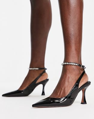 ASOS DESIGN Salvatore embellished mid heeled shoes in black