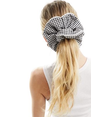 ASOS DESIGN scrunchie hair band with oversized gingham design in multi