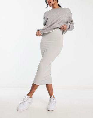 ASOS DESIGN seamless tubular midi skirt in slate gray-Multi