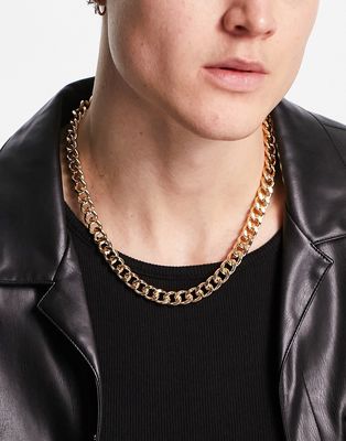 ASOS DESIGN short chunky neck chain in gold tone