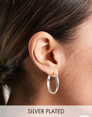 ASOS DESIGN silver plated 25mm hinge hoop earrings