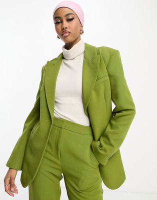 ASOS DESIGN single button 70s suit blazer in moss-Green