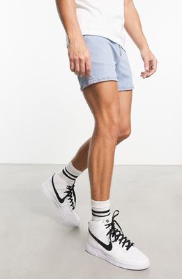 ASOS DESIGN Skinny Denim Shorts in Light Blue