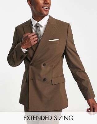 ASOS DESIGN skinny double breasted suit jacket in chocolate brown