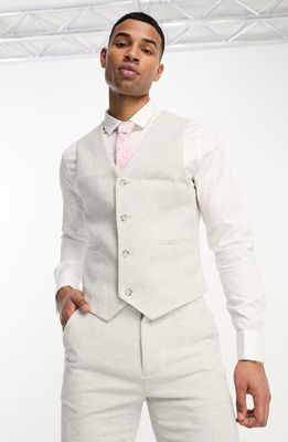 ASOS DESIGN Skinny Fit Waistcoat in Light Grey