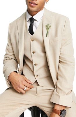 ASOS DESIGN Skinny Fit Wedding Suit Jacket in Beige