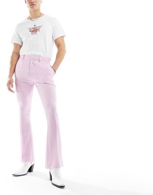 ASOS DESIGN skinny flared smart pants in dusty pink