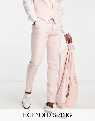 ASOS DESIGN skinny linen mix suit pants in pink