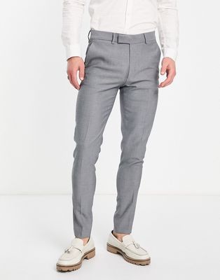 ASOS DESIGN skinny smart oxford suit pants in charcoal-Gray
