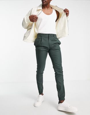 ASOS DESIGN skinny smart sweatpants in khaki-Green