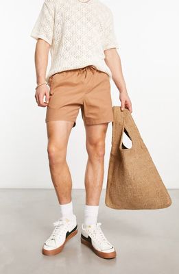 ASOS DESIGN Skinny Stretch Cotton Chino Shorts in Beige