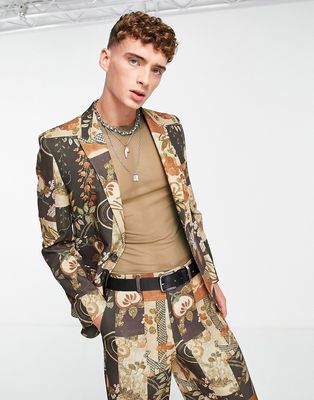 ASOS DESIGN skinny suit jacket in multi print