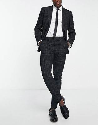 ASOS DESIGN skinny suit pants crosshatch in black