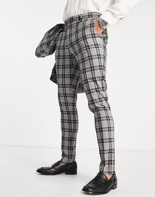 ASOS DESIGN skinny suit pants in gray check
