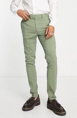 ASOS DESIGN Skinny Suit Trousers in Mid Green