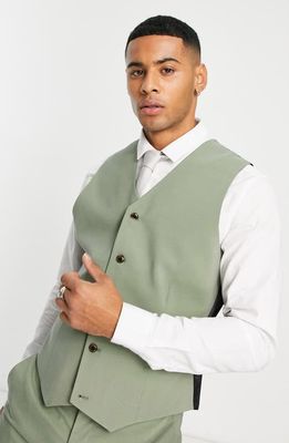 ASOS DESIGN Skinny Suit Waistcoat in Mid Green