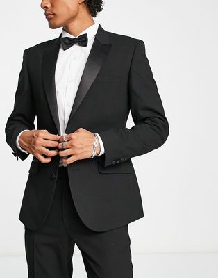 ASOS DESIGN skinny tuxedo jacket in black