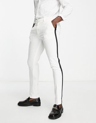 ASOS DESIGN skinny tuxedo suit pants in white
