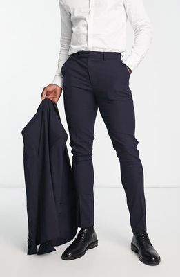 ASOS DESIGN Skinny Tuxedo Trousers in Navy