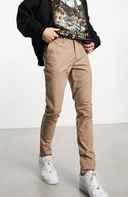 ASOS DESIGN Skinny Twill Chino Pants in Stone