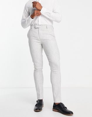 ASOS DESIGN skinny wool mix suit pants in ice gray twill
