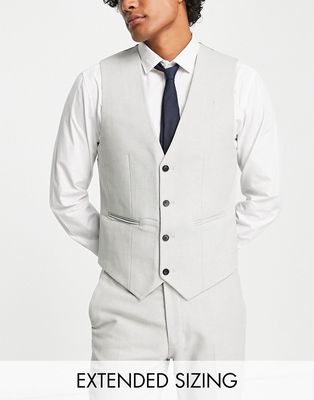 ASOS DESIGN skinny wool mix suit vest in basketweave texture ice gray