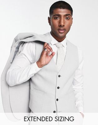 ASOS DESIGN skinny wool mix suit vest in basketweave texture in ice gray