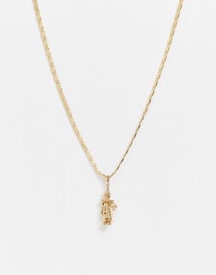 ASOS DESIGN slim 3mm neckchain with moving clown pendant in shiny gold tone