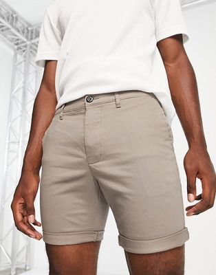 ASOS DESIGN slim chino shorts in dark beige-Neutral