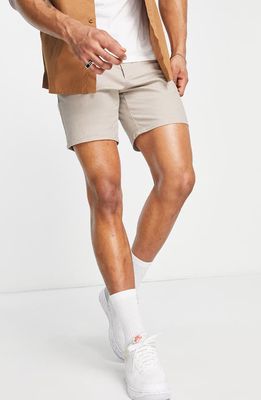 ASOS DESIGN Slim Fit Chino Shorts in Beige
