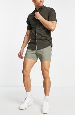ASOS DESIGN Slim Fit Chino Shorts in Khaki