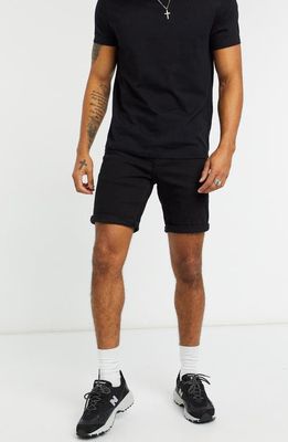 ASOS DESIGN Slim Fit Denim Shorts in Black