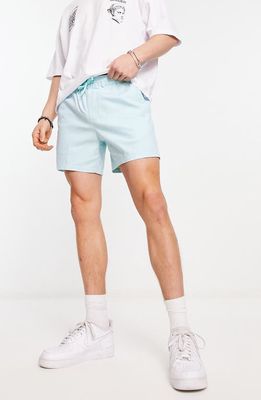 ASOS DESIGN Slim Fit Drawstring Waist Chino Shorts in Light Blue