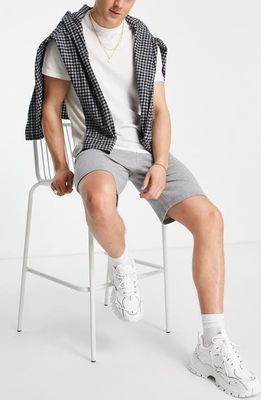 ASOS DESIGN Slim Fit Elastic Waist Fleece Shorts in Grey
