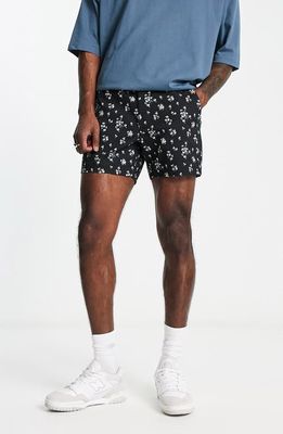 ASOS DESIGN Slim Fit Floral Chino Shorts in Black
