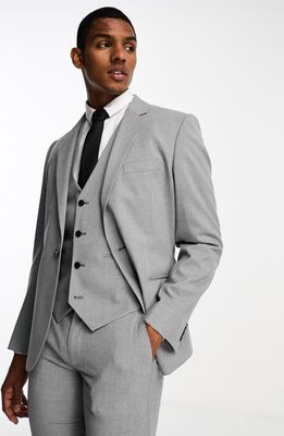 ASOS DESIGN Slim Fit Heathered Suit Jacket in Grey