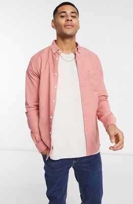 ASOS DESIGN Slim Fit Oxford Button-Down Shirt in Pink