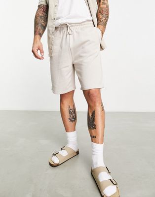ASOS DESIGN slim jersey shorts in gray beige-Neutral