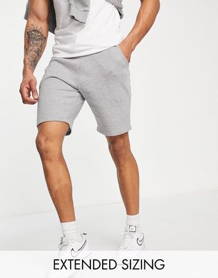 ASOS DESIGN slim jersey shorts in gray heather-Grey