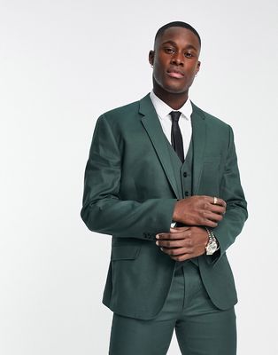 ASOS DESIGN slim linen mix suit jacket in forest green