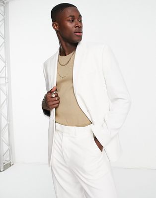 ASOS DESIGN slim longline suit jacket in white