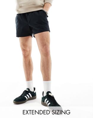 ASOS DESIGN slim shorter length chino shorts in black with elastic waist