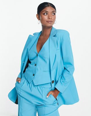 ASOS DESIGN slim straight suit blazer in peacock-Blue
