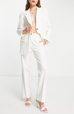 ASOS DESIGN Slim Straight Trousers in Ivory